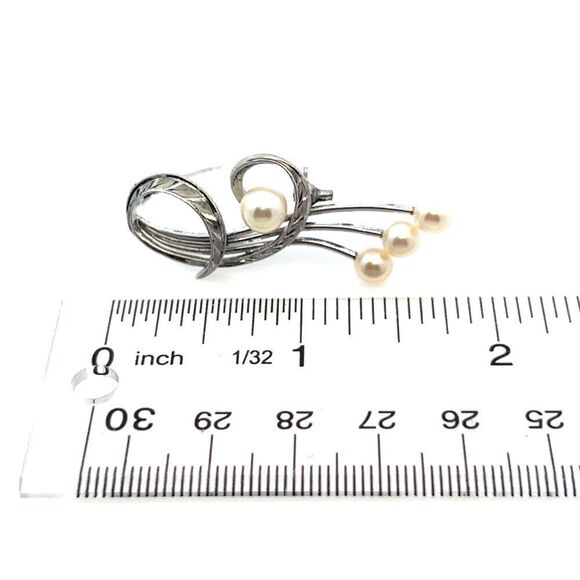 Mikimoto Estate Akoya Pearl Brooch Pin Sterling Silver 6.37 mm M427 - Picture 10 of 10